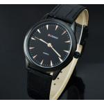 นาฬิกาข้อมือ ผู้ชาย สายหนังแท้ สีดำ แบบผู้ใหญ่ เรียบหรู หน้าปัด ดำ และ หน้าปัด ขาว ตัวบอกเวลา เข็มสีทอง แบบเรียบ ๆ ดูคลาสสิค ของขวัญ มีประโยชน์ 193407