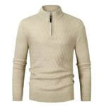 เสื้อกันหนาว ผู้ชาย แบบสวม เสื้อกันหนาวไหมพรม คอซิป แบบเท่ ดีไซน์ สวย ใส่แบบเข้ารูป เสื้อกันหนาวเท่ ๆ 305427