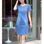 เดรสยีนส์ แขนสั้น เดรสกระโปรง ทรง เอ แบบสวย ผ้าเบา ไม่หนัก ใส่สบาย เดรสยีนส์ แบบสวย ใส่เที่ยว สบาย ๆ 192172