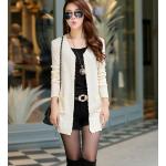 เสื้อคลุมแขนยาว เสื้อ Jacket ผู้หญิง ถักนิตติ้ง เสื้อคลุมตัวยาว แบบ สาวทำงาน ดูดีมีระดับ สีเบจ เสื้อคลุม สวย ๆ ใส่ทำงาน ออฟฟิต 97799