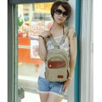 กระเป๋าคาดอก ผู้หญิง ผู้ชาย ใช้ได้ สายสะพาย ดีไซน์ เป็นซิปรูด ปรับเป็น กระเป๋าสะพายหลัง วัสดุผ้าแคนวาส อย่างดี แต่ง หนังแท้ สีกากี 524690_4