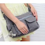 กระเป๋าสะพายข้าง ผู้หญิง ผ้าไนลอน กันน้ำ ทรงสี่เหลี่ยม ขนาดกำลังดี ไม่เทอะทะ ใส่ของได้เยอะ แนว Sport สีเทา สีพื้น สวย ๆ 390952_1