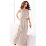 ชุดออกงาน ทรงยาว เนื้อผ้าซีฟอง สวมใส่สบาย แขนกุด สีเบจ หวาน ๆ no 5738_3