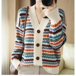 เสื้อคลุมไหมพรม เสื้อคาร์ดิแดน แบบผู้หญิง ลายอาร์ต แบบสวย เสื้อกันหนาวไหมพร้อม แบบเสื้อคลุม เก๋ ๆ 400026