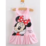 ชุดเดรส สำหรับเด็ก ลาย Minnie Mouse แขนกุด สีชมพู แขนกุด no 34150