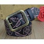 เข็มขัดผู้หญิง เข็มขัดหนังแท้ เข็มขัดหนังวัว ออกแบบ สไตล์ วินเทจ แกะลายดอกไม้ สุดคลาสสิค หัวเข็มขัด แกะลาย สีขาว ดำ แดง เหลือง น้ำตาล 670310