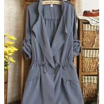 เสื้อคลุมผู้หญิง เสื้อกันหนาว ตัวยาว สไตล์ ยุโรป แขนยาว กำลังดี ใส่สบาย ดีไซน์เก๋ สีเทาอมฟ้า no 2732163_2