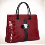 กระเป๋าใส่เอกสารผู้หญิง กระเป๋าถือ ใส่เอกสาร หนัง pu หนังเงา อัดลาย หนังจรเข้ สีดำ และ สีเแดง กระเป๋าถือ สวยหรู มีสไตล์ 285358