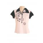 เสื้อเชิ้ตผู้หญิง เสื้อคอปก เสื้อใส่วิ่ง ใส่ออกกำลังกาย สีขาว ลายดอกไม้สีดำ สวย ๆ Size M เสื้อออกกำลัง เข้าฟิตเนส ลดราคา sa140