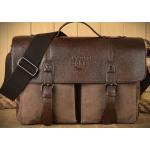 กระเป๋าสะพายข้าง ผู้ชาย กระเป๋าถือ ผ้า canvas ผสมหนังแท้รอบใบ กระเป๋าใส่เอกสาร ใส่ notebook สไตล์ ผู้ดี อังกฤษ สีน้ำตาล no 419509_1