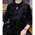 เสื้อยืดผู้ชาย สีดำ แขนยาว คอกลม ปัก ลายเสือ เหลือง เสือขาว เสื้อยืด สีดำ ใส่เท่ ๆ สไตล์ วัยรุ่น 636575