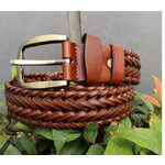 เข็มขัดหนังแท้ ลายสาน ใส่ได้ ทั้งหญิง และ ชาย แบบสวย หัวสีทองเหลือง สายน้ำตาล ดำ เข็มขัดสาน แบบเท่ ๆ s877481