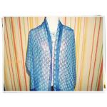 ผ้าพันคอ ผ้าคลุมไหล่ โทนสีฟ้า เนื้อซีฟอง L004