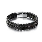 สร้อยข้อมือผู้ชาย กำไลข้อมือผู้ชาย สายหนังแท้ หนังถักล้วน สีดำ คลาสสิค ของขวัญแทนใจ ให้แฟน สร้อยข้อมือ พรีเมี่ยม สวยหรู มีสไตล์ 105728