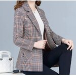 เสื้อสูท ผู้หญิง สูท ลายสก๊อต แบบมีกระเป๋าหน้า เสื้อสูท คอปก ใส่ทำงาน แบบสวย มีให้เลือก 2 สี 672183