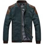 เสื้อคลุมผู้ชายแขนยาว สไตล์ แจ็คเก็ตหนัง ผสมผสานกับ ผ้า Cotton ใส่สบาย ดีไซน์แขนเสื้อ เป็นหนัง หล่อเท่ สไตล์ หนุ่มเกาหลี โทนน้ำเงิน 628580_3