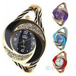 นาฬิกาข้อมือ ผู้หญิง แบบ กำไลข้อมือ ประดับ คริสตัล สีใส เพชร รอบหน้าปัด นาฬิกาข้อมือแฟชั่น กำไล สีน้ำเงิน ดำ ชมพู ม่วง แดง 94267