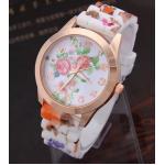 นาฬิกาข้อมือผู้หญิง สายซิลิโคน ใส่กับชุดเดรส นาฬิกา ลายดอกกุหลาบ เข้ากับ ชุดเดรส สีชมพู หวาน ๆ no 440174_1