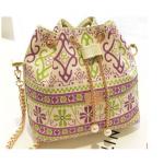 กระเป๋าสะพายข้าง ขนาดกลาง ทรงถุงหูรูด กระเป๋าสะพายผู้หญิง แบบเก๋ ผ้าแคนวาส แฟชั่น ไฮโซ ลายไทย ดอกไม้ ม่วงเขียว สีหวานมากค่ะ no 263739_4