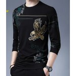 เสื้อยืด ผู้ชาย สีดำ เสื้อยืด แขนยาว แบบวัยรุ่น เสื้อยืด ลายนกอินทรี ลายเสือ แบบเท่ เสื้อยืด วัยรุ่น ใส่เที่ยว 110212