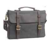 กระเป๋าสะพายข้าง ผู้ชาย หนังแท้ ผ้ายีนส์ แบบสวย ไฮโซ กระเป๋าใบใหญ่ ใส่ notebook ได้ สีเทาออกดำ ราคาพิเศษ no 97646_2