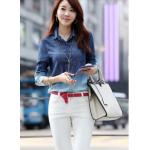 เสื้อยีนส์ เสื้อเชิ้ตผู้หญิง แขนยาว เล่นโทนสี 2 สี ไล่เฉด สวยมากค่ะ เสื้อเชิ้ต ใส่เที่ยว ใส่ทำงาน แบบเก๋ ๆ ดูดี มีสไตล์ 41721