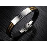 สร้อยข้อมือผู้ชาย กำไลข้อมือผู้ชาย สาย silicone สีดำ แต่งด้วย Stainless steel สลักไม้กางเขน ร้อยด้วย โซ่ทอง no 384208