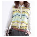 เสื้อเชิ้ต ผ้าชีฟอง แขนยาว เสื้อคอปก พริ้นลายด้านหน้า แฟชั่นจาก ยุโรป เสื้อชีฟอง ใส่ทำงาน ใส่เที่ยว ดูมีสไตล์ 924131