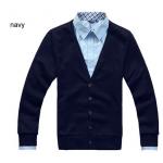 เสื้อกันหนาวผู้ชาย เสื้อใส่คลุมในออฟฟิต เสื้อคลุมแขนยาว ไหมพรม สำหรับผู้ชาย สวยเรียบ มีสไตล์ ใส่ได้ทุกวัน สีน้ำเงินเข้ม no 603068_7