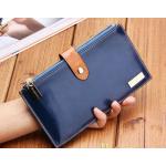 กระเป๋าสตางค์ผู้หญิง ใบยาว หนังวัวแท้ กระเป๋าสตางค์ใส่บัตรได้เยอะ จุใจ สำหรับสาว ๆ ที่ชอบพกบัตร สีน้ำเงิน no 87066