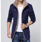 เสื้อ แจ็คเก็ต ผู้ชายแขนยาว Jacket แบบสูท เสื้อกันหนาว ไฮโซ ซับใน ด้านใน เป็นขนสัตว์ นุ่ม ใส่สบาย ดีไซน์ เป็น เสื้อสูท สีน้ำเงิน 79420_1