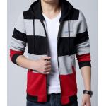 เสื้อ แจ็คเก็ต ผู้ชาย แบบ มีฮู้ด เสื้อกันหนาว ใส่เป็น เสื้อนอก แบบมีหมวก ดีไซน์ 3 สีสลับ แดง เทา ดำ เสื้อ Jacket แบบสวย ๆ ผ้า Cotton 220191