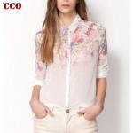 เสื้อเชิ้ตผู้หญิง เสื้อเชิ้ิตแขนยาว ผ้าชีฟอง print ลายดอกกุหลาบ เสื้อเชิ้ต ผู้ใหญ่ ใส่เที่ยว ใส่ทำงาน ดีไซน์ แฟชั่นยุโรป 250636