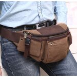 กระเป๋าคาดเอว ผู้ชาย ผู้หญิง ใช้ได้ ผ้าแคนวาส แบบเท่ ๆ ใบใหญ่ ใส่ของได้เยอะ ใส่โทรศัพท์ ใส่สมุดโน้ต สะดวกสบาย สีน้ำตาล สีนิยม 623232_1