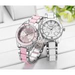 นาฬิกาข้อมือ ผู้หญิง ใส่ทำงาน นาฬิกาข้อมือ สายสแตนเลสแท้ ตัดกับ สีชมพู และ ขาว นาฬิกาผู้หญิง วัยรุ่น 207739