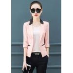 เสื้อคลุม แขนยาว สไตล์ เสื้อสูท ผู้หญิง แบบมีปก สีชมพู สีขาว เสื้อสูท ใส่ทำงาน สวย เท่ ผ้าเบา ใส่สบาย 987582