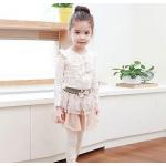 ชุดกระโปรงเด็กผู้หญิง น่ารักแบบไทย ๆ มีระบายเล็ก ๆ ที่อก ชุดเด็กผู้หญิง แต่งโบว์ น่ารัก ๆ สีครีม เบจ 687810