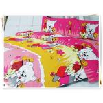 5 ฟุต 3 ชิ้น ชุดเครื่องนอน ผ้าปูที่นอน ลายหมี สีโทนส้ม ชมพู b005