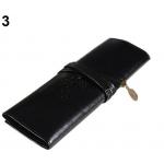 กระเป๋าใส่เครื่องสำอางค์ กระเป๋าใส่ดินสอ ปากกา หนังแท้ สไตล์ วินเทจ สามารถใส่ ดินสอ เขียนตา ดินสอแต่งหน้าได้ สีดำ no 31790_3