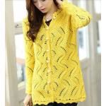 เสื้อไหมพรมถัก ตัวยาว แขนยาว สามารถใส่เป็น ชุดคลุมใน office ได้ สวยเก๋ ชุดคลุม แบบไฮโซ เสื้อกันหนาว สีเหลือง no 562327_5