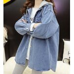 เสื้อแจ็คเก็ตยีนส์ แขนยาว jacket ยีนส์ ผู้หญิง ตัวใหญ่ ใส่หลวม ๆ เสื้อคลุม ผ้ายีนส์ พร้อม ฮู้ด แบบสวย ๆ 989159