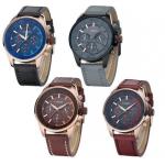 นาฬิกาข้อมือ ผู้ชาย สายหนัง นาฬิกา แนว Sport ดีไซน์ หน้าปัด 3 มิติ ตัวเลขนูน สายหนัง สีเทา ดำ น้ำตาล นาฬิกา แบบเท่ ๆ ของขวัญให้แฟน 476124