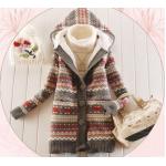 เสื้อคลุม ไหมพรม Jacket ไหมพรม แบบมี ฮู้ด เสื้อคลุมตัวยาว ใส่กันหนาว ด้านในบุขนสัตว์ แบบสวย น่ารัก สไตล์ ญี่ปุ่น มีกระเป๋าหน้า สีแดง เทา 358787