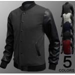 แจ็คเก็ตหนัง ผสม ผ้า Cotton Jacket สำหรับนักแข่งมอเตอร์ไซค์ ดีไซน์ ส่วนแขนเป็นหนัง เสื้อคลุมผู้ชายแขนยาว เท่ ๆ สีเทาเข้ม no 18945_1