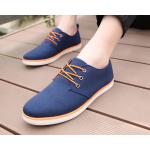 รองเท้าผ้าใบ ผู้ชาย รองเท้าใส่เที่ยว รองเท้าหุ้มส้น ผ้าแคนวาส หรือ ผ้ายีนส์ สีน้ำเงิน ตัดกับสีส้ม ได้อย่างลงตัว รองเท้าแบบ sport ใส่เที่ยว 594653_1