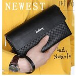 กระเป๋าสตางค์ผู้ชาย กระเป๋าถือ ใส่เงินได้เยอะ แบบสวย สีดำ สีน้ำตาล กระดุมแม่เหล็ก ลายตาราง s520168