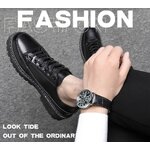 รองเท้าผ้าใบผู้ชายแบบหนังเงา รองเท้าสีดำ แบบหนัง ทรงแบบทางการ สวมเข้ากับกางเกงทำงาน 120053