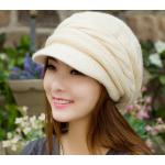 หมวกแฟชั่น หมวกไหมพรมถัก สำหรับผู้หญิง หมวกไหมพรม ใส่เที่ยว ใส่กันแดด กันร้อน สวยใส สไตล์วัยรุ่น สีครีม ไข่ไก่ 92518_5