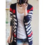 เสื้อคลุมแขนยาว เสื้อ Jacket ผู้หญิง เสื้อไหมพรม ตัวยาว ลายขวาง สลับ 3 สี เสื้อคลุมแขนยาว ตัวยาว ใส่กันหนาว 338811