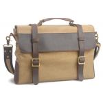 กระเป๋าสะพายข้าง ผู้ชาย หนังแท้ ผ้ายีนส์ แบบสวย ไฮโซ กระเป๋าใบใหญ่ ใส่ notebook ได้ สีน้ำตาลอ่อน ราคาพิเศษ no 97646_4